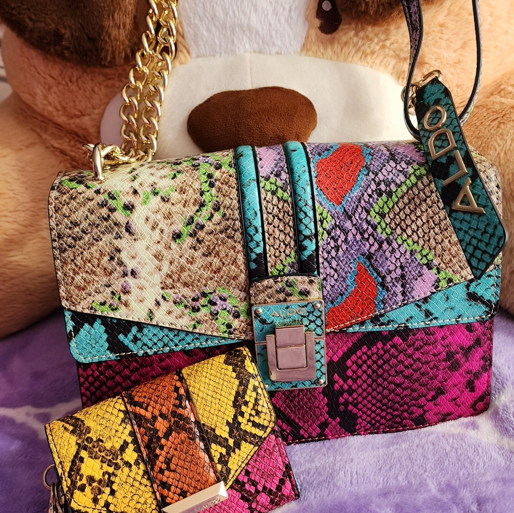 Aldo Multicolor Snakeskin Crossbody Bag Set